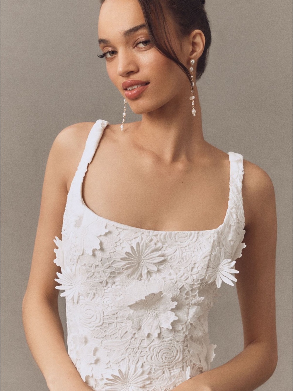 Bardot White Floral Appliqué Lace Midi Dress - Picture 3 of 5